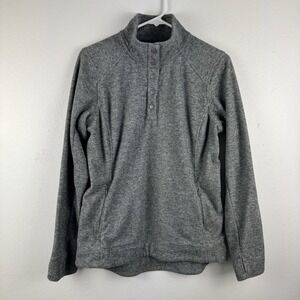 DULUTH TRADING CO Womens Pullover‎ Fleece 1/4 Snap Sweater GRAY - M
